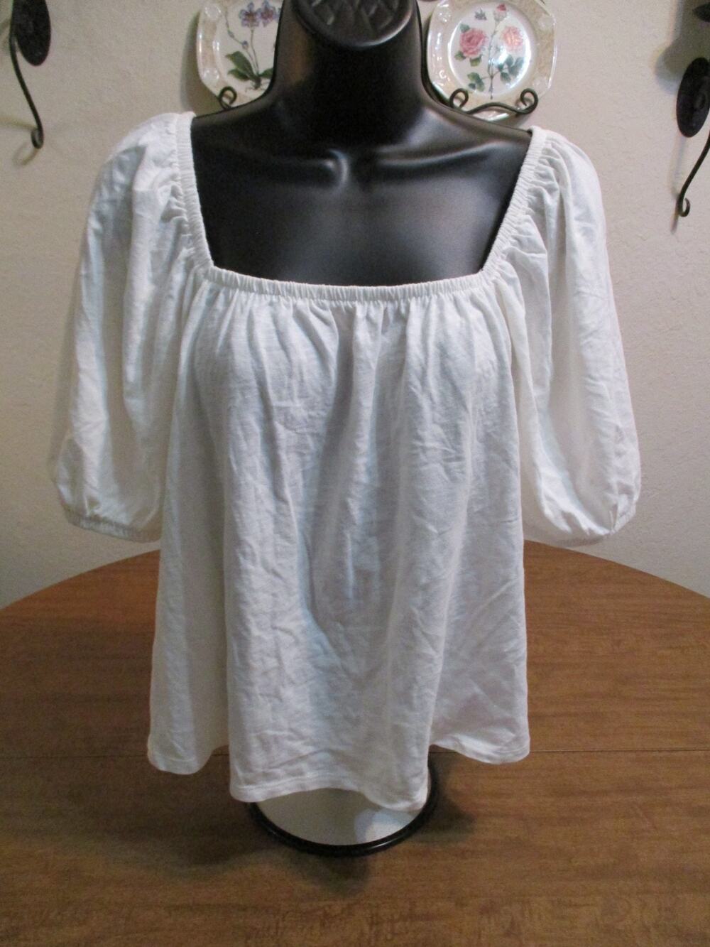 OLD NAVY WOMENS WHITE PULLOVER BOHO SHIRT SIZE M